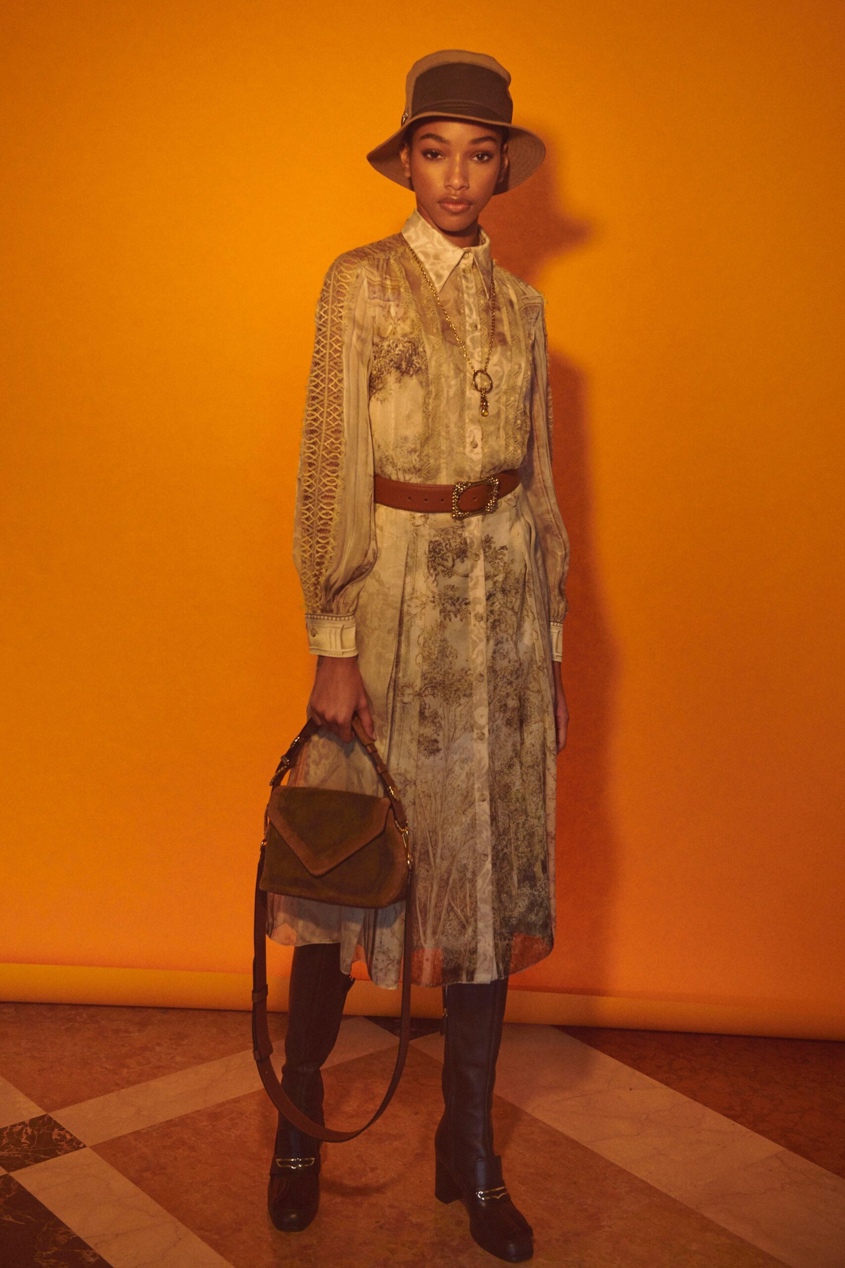 beige silk embroidered midi dress