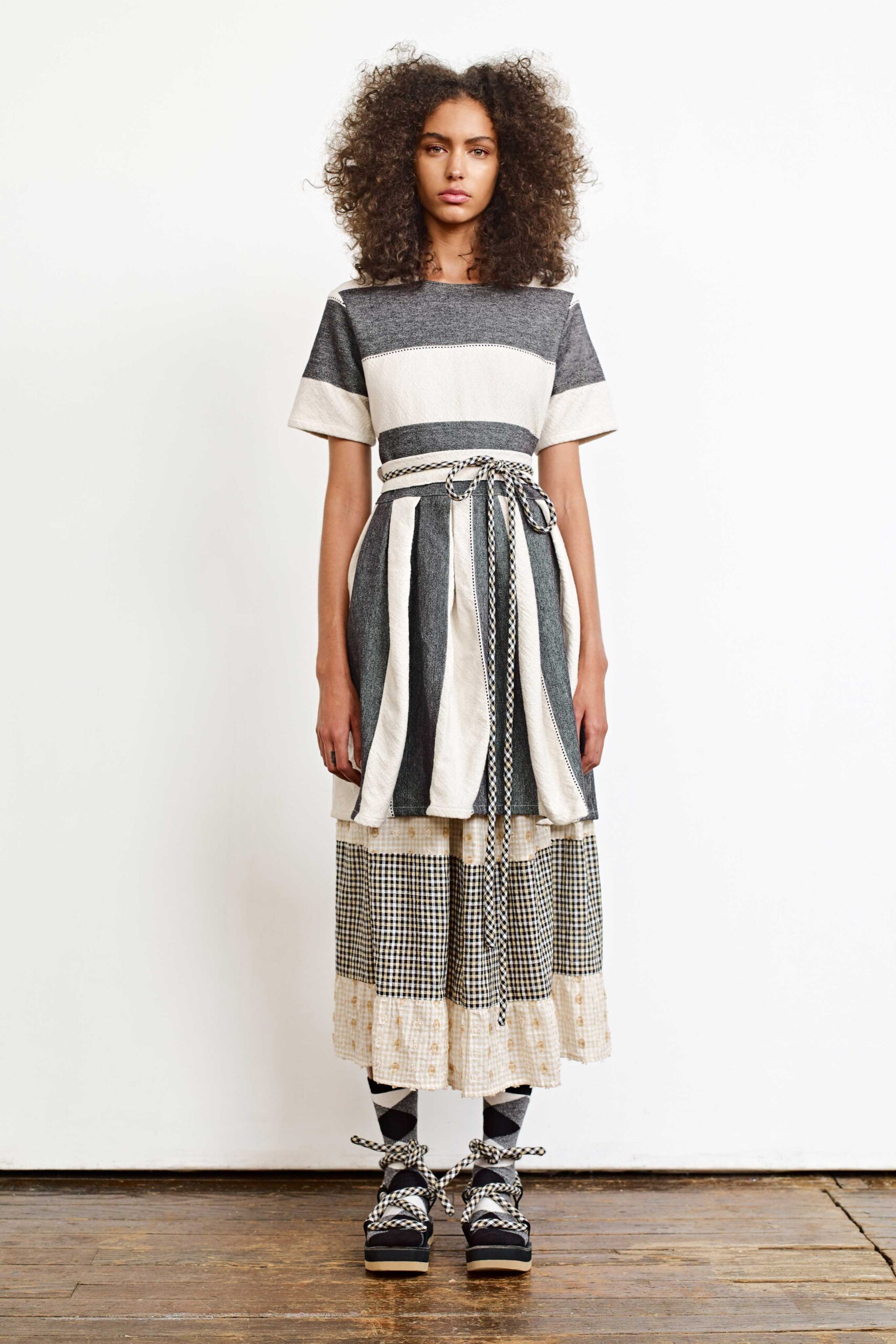 black and white layered dress