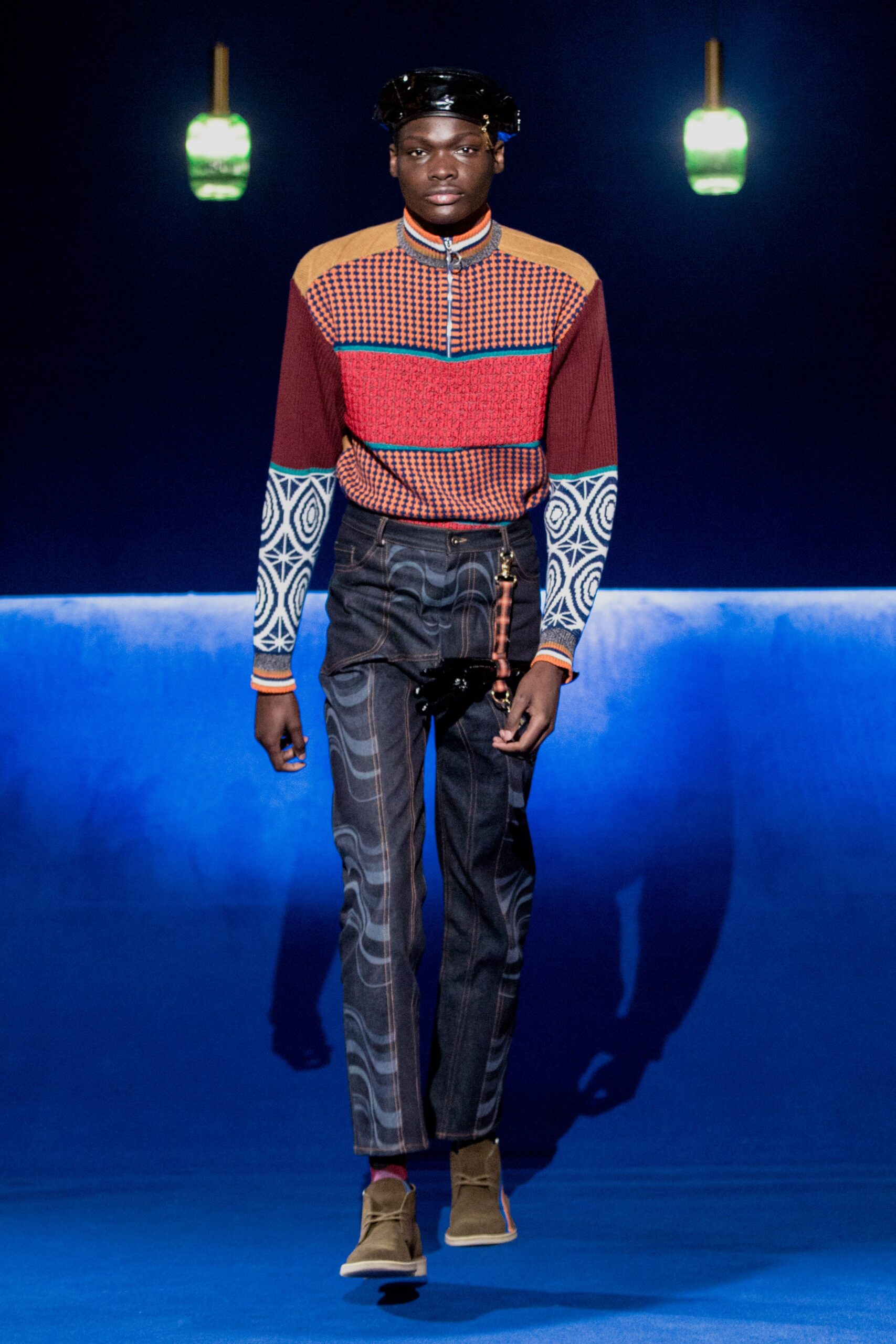 red cotton long-sleeve collared fitted embroidered shirt