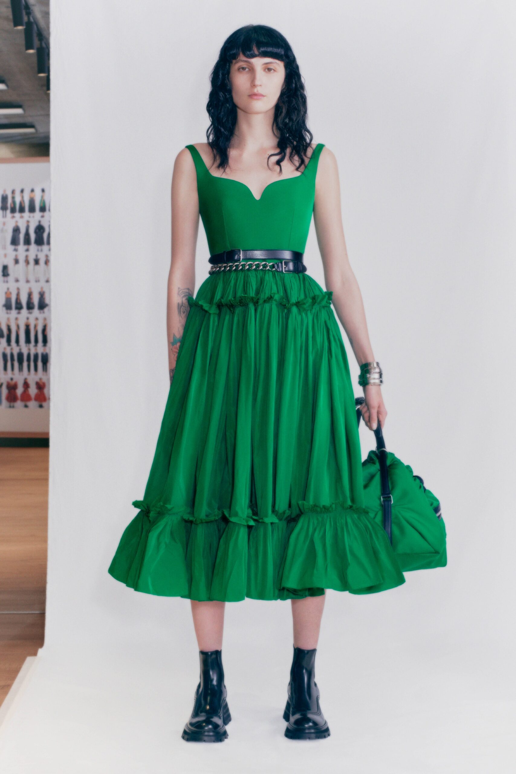 green cotton sleeveless dress