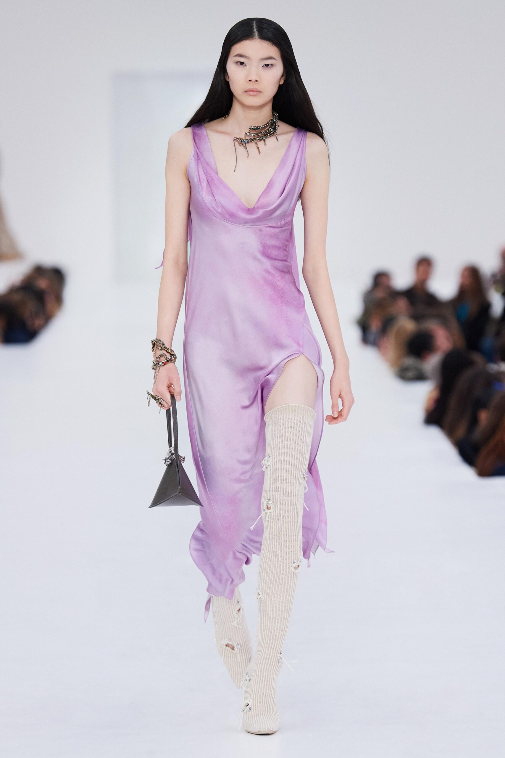 purple silk fitted dress