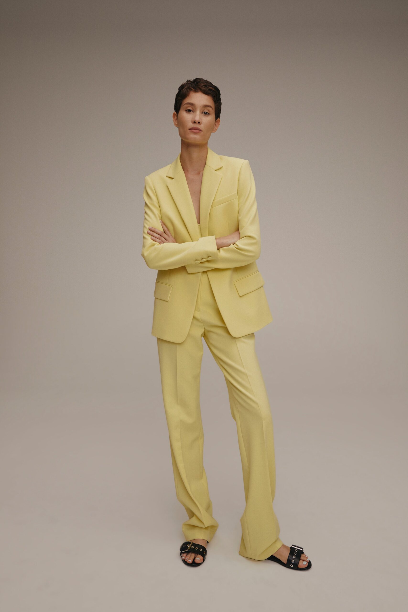 tailored yellow suit