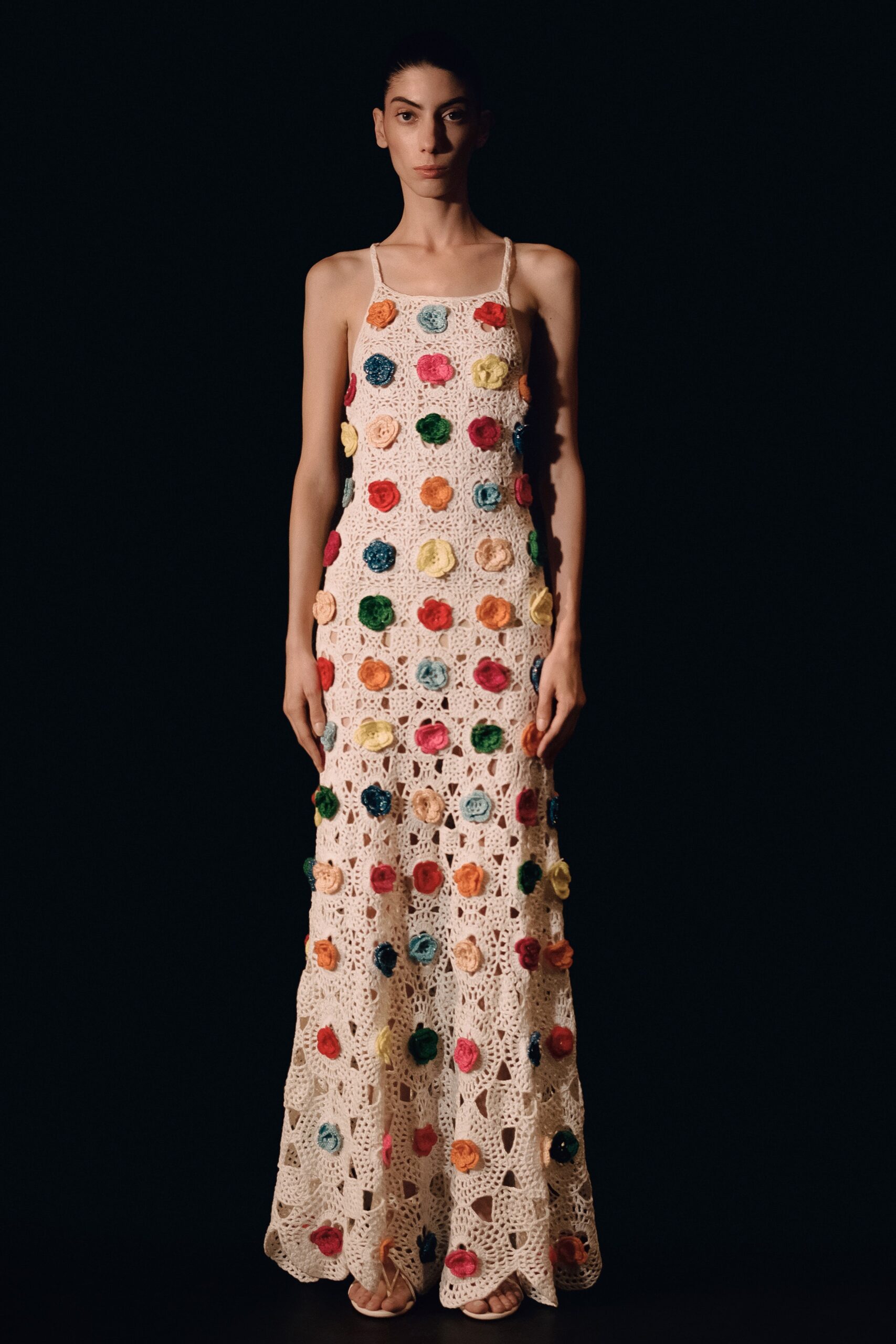 beige multi-colored maxi dress