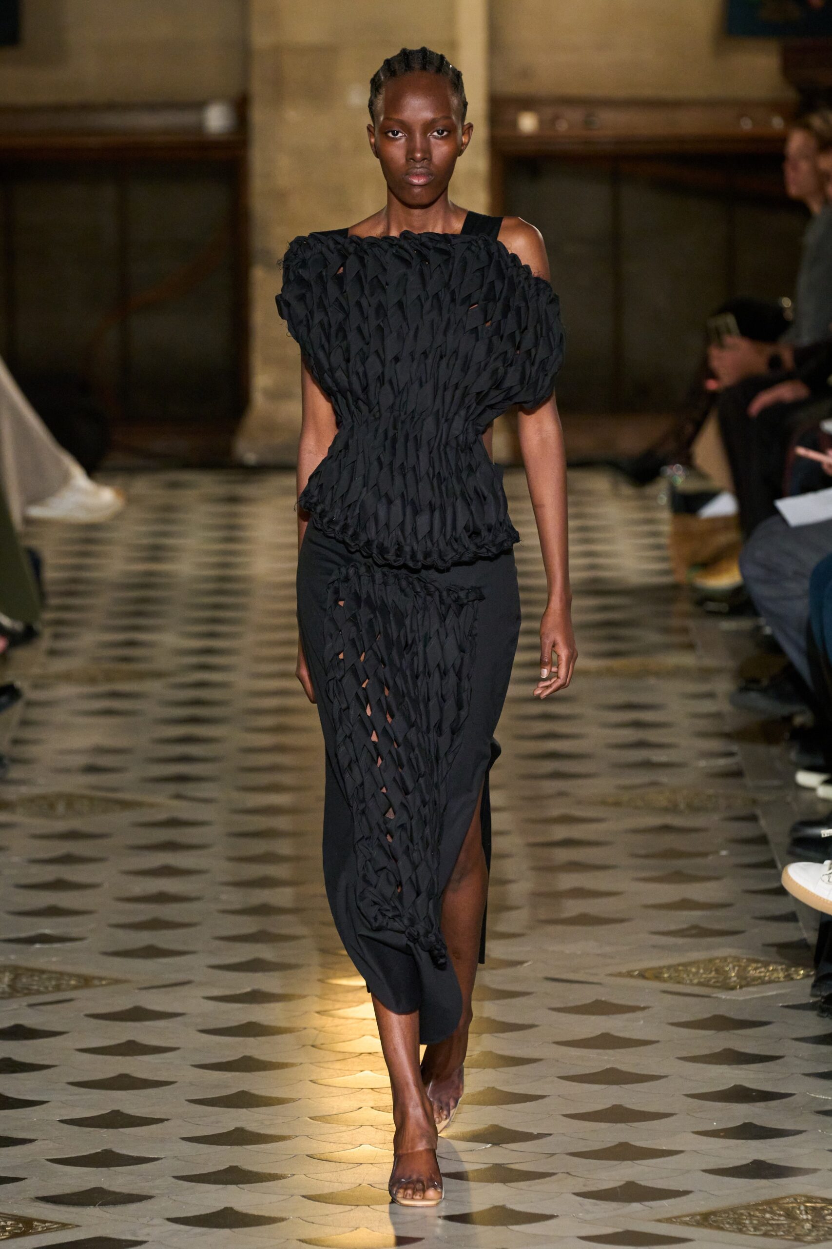 black fitted off-shoulder dress