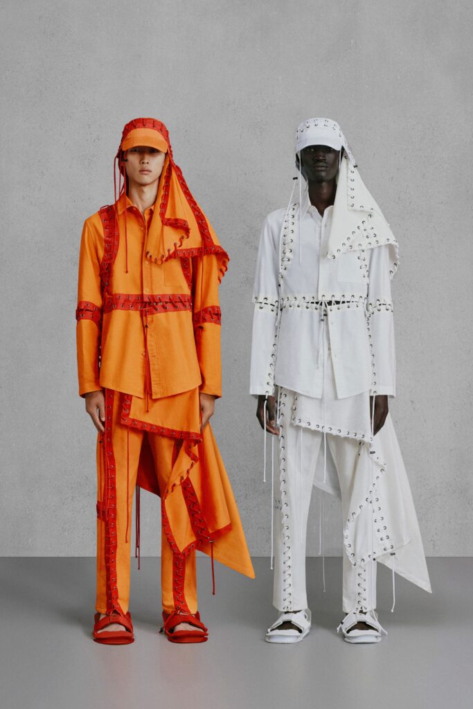 layered orange and white outfits