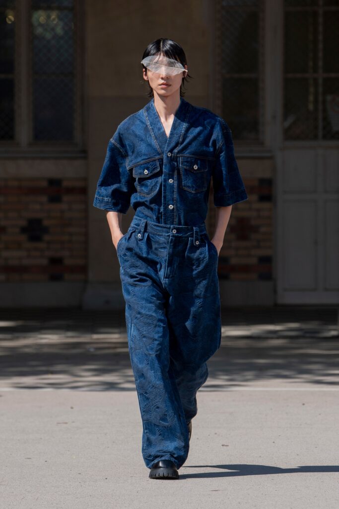 blue denim relaxed jumpsuit