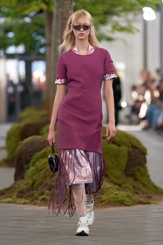 purple midi dress with fringes