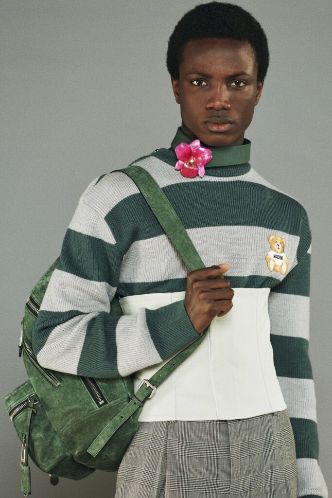 fitted striped sweater with corset