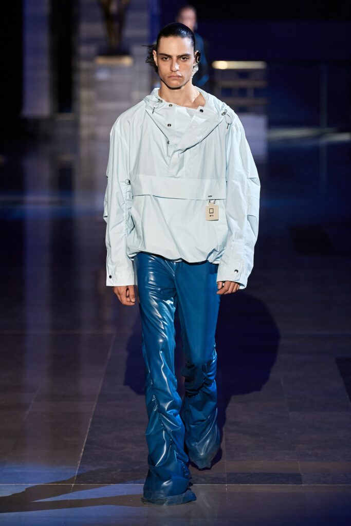 blue vinyl jacket and pants