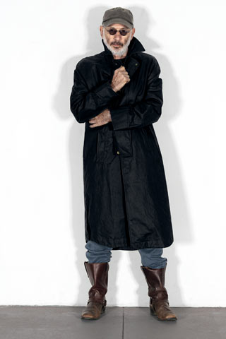 black coat with denim pants
