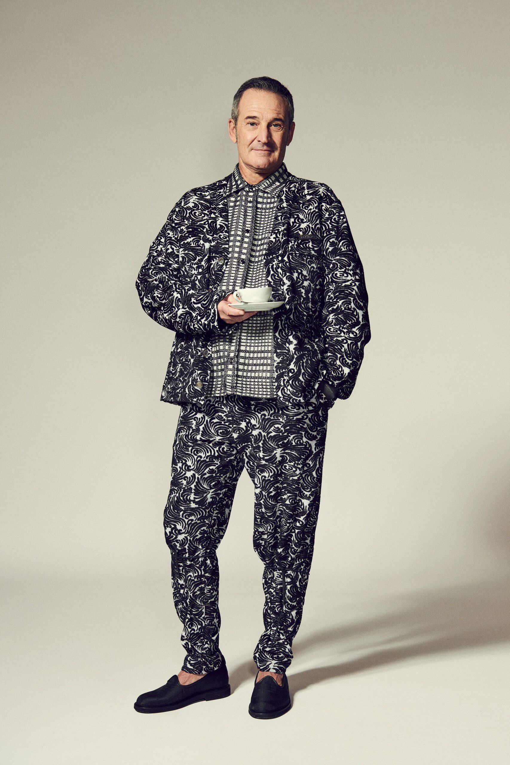 black and white printed outfit