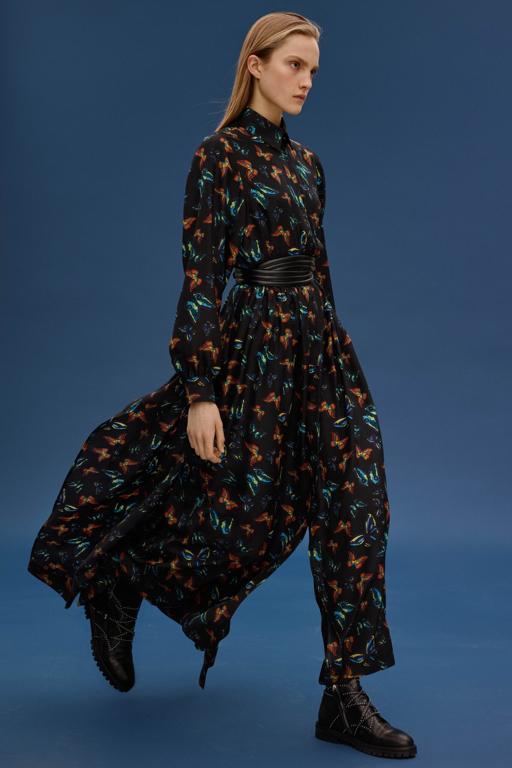 black printed relaxed maxi dress