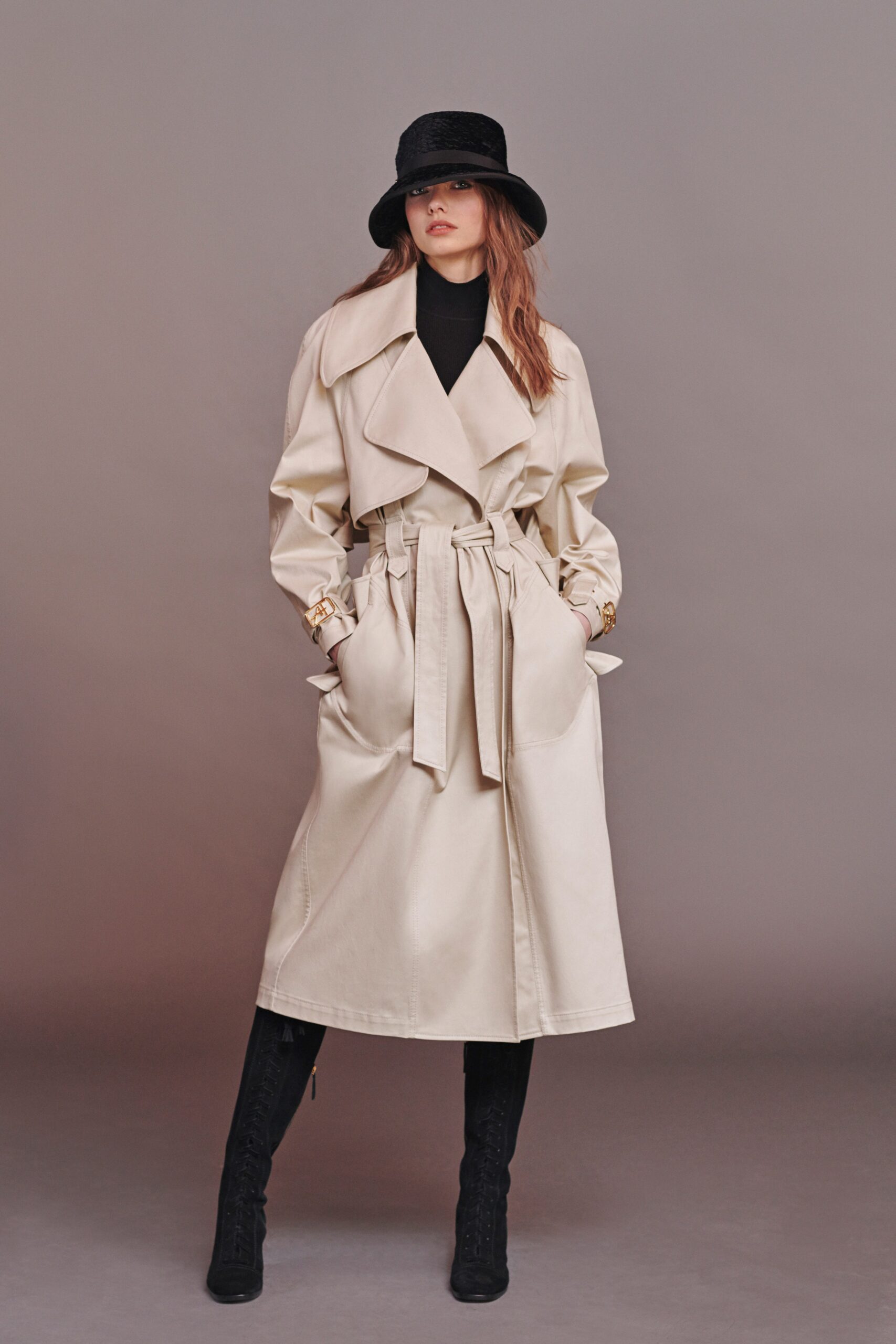 beige cotton relaxed trench coat