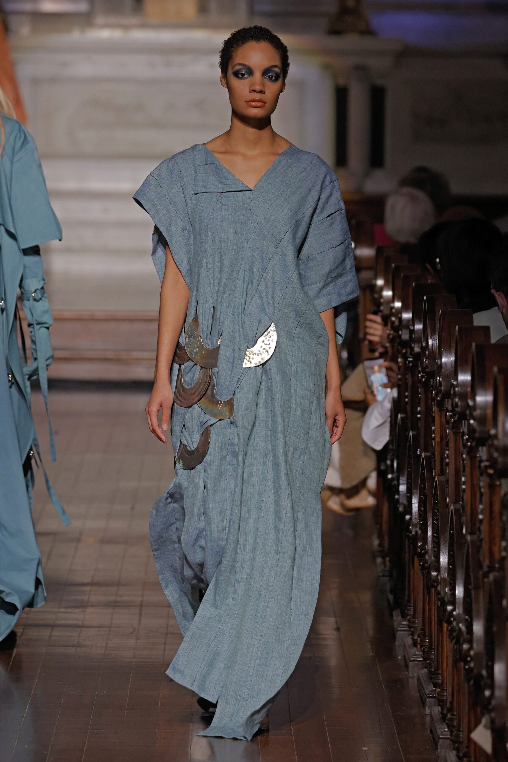 blue relaxed sleeveless dress