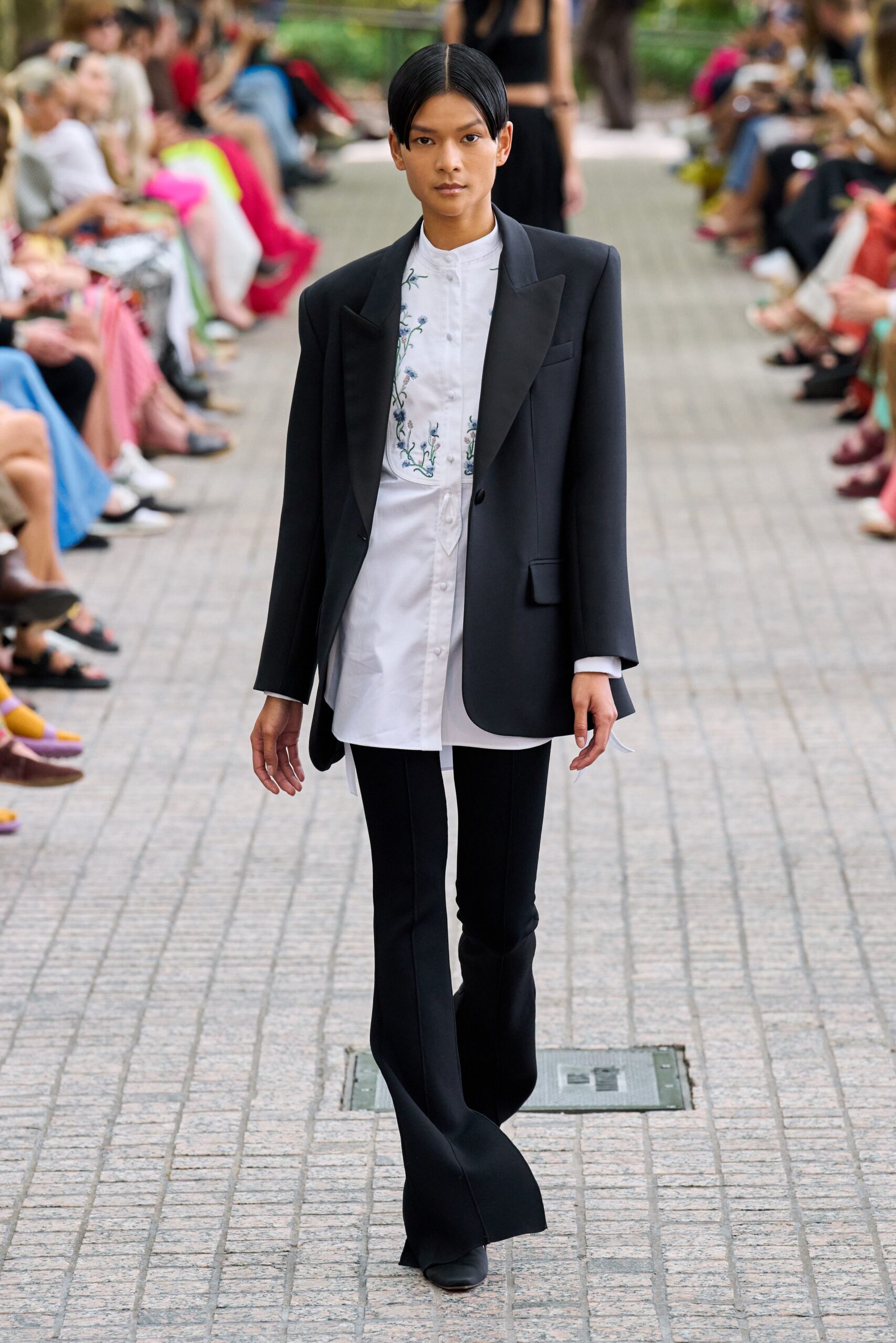 black tailored blazer with white shirt