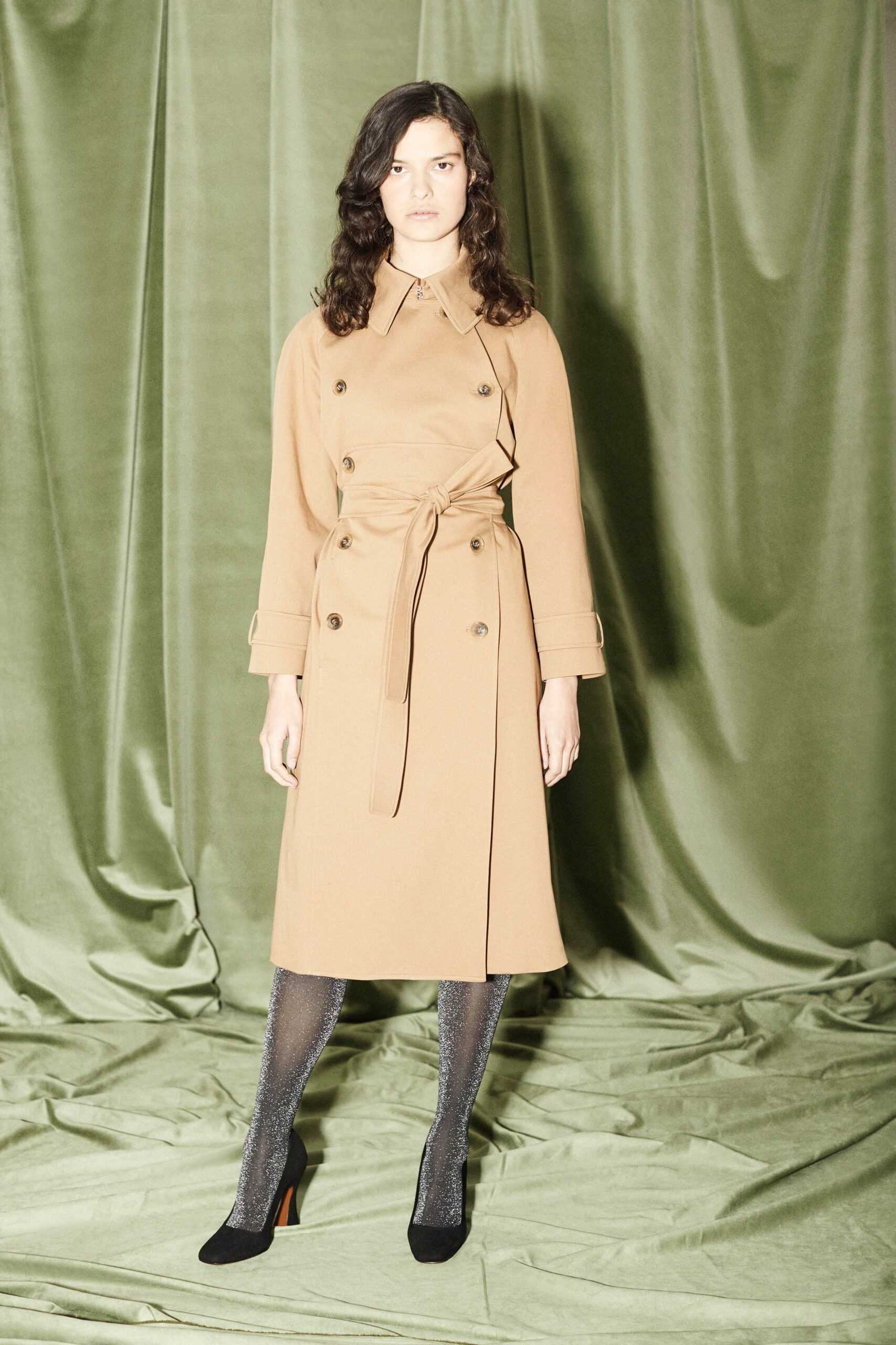 beige fitted trench coat