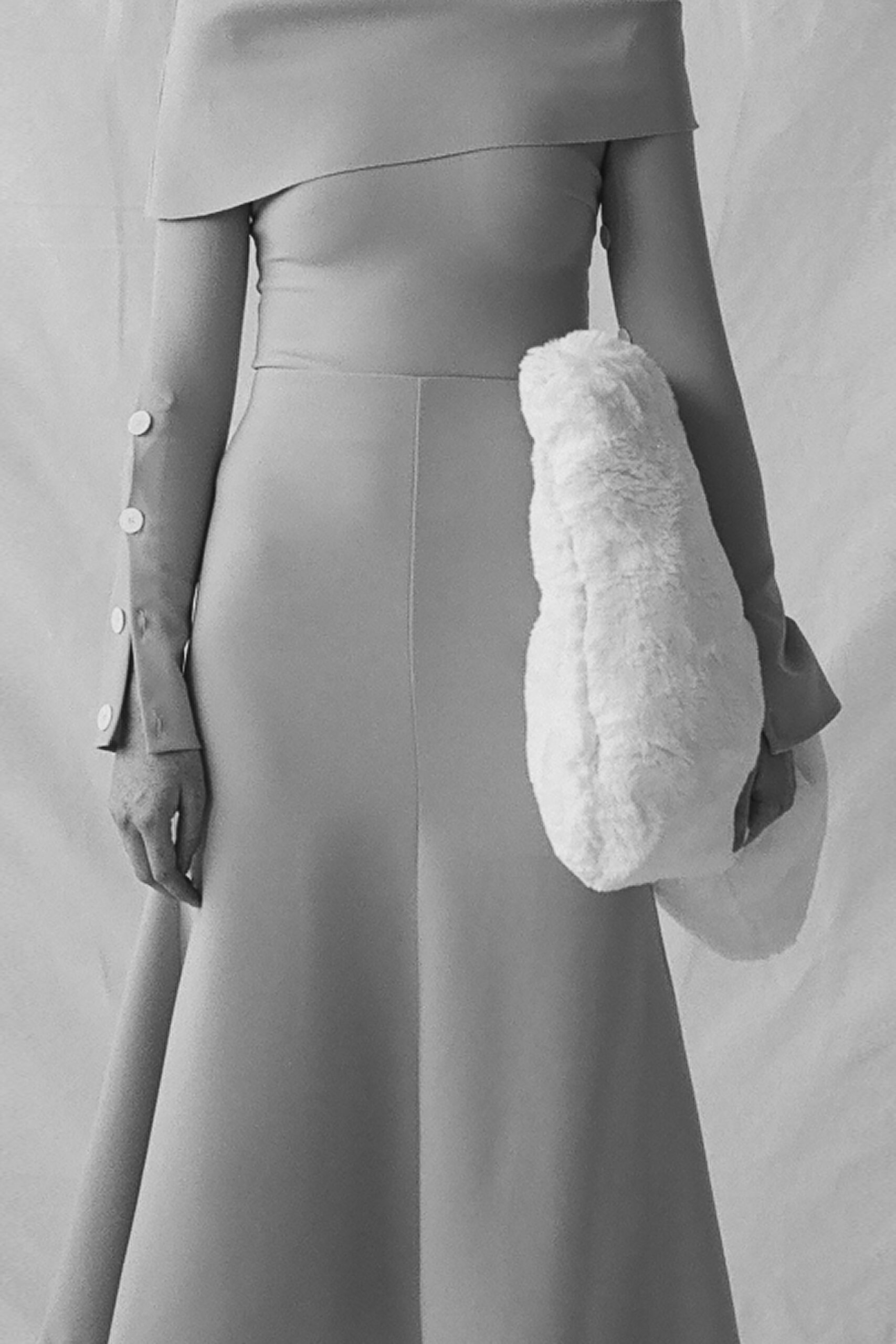 white faux-fur relaxed padded bag