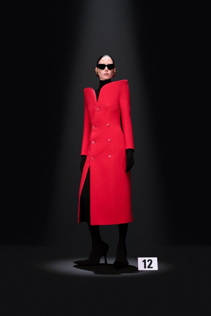 red wool fitted coat