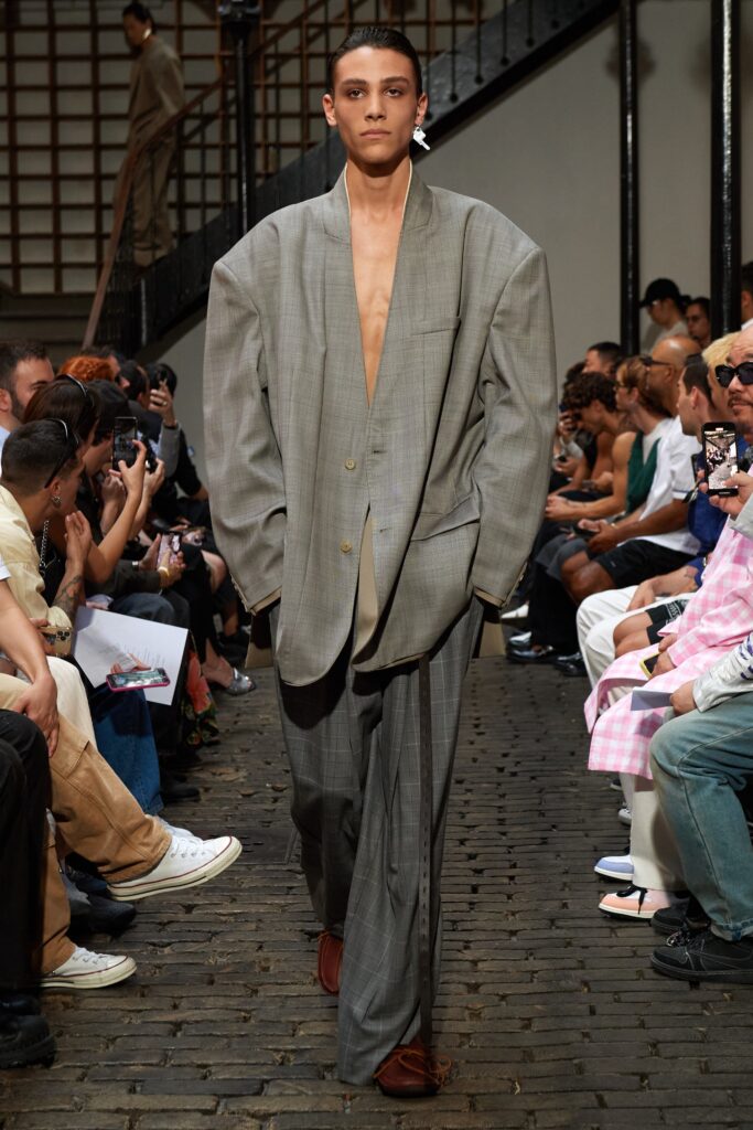 oversized gray wool suit