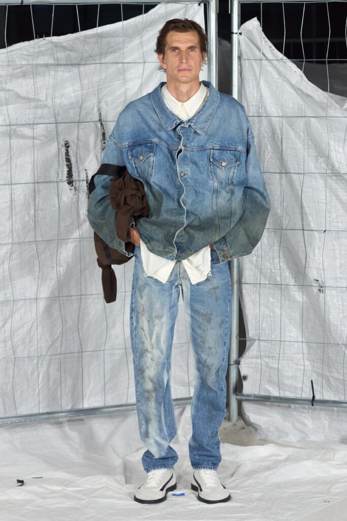 oversized denim jacket with white shirt