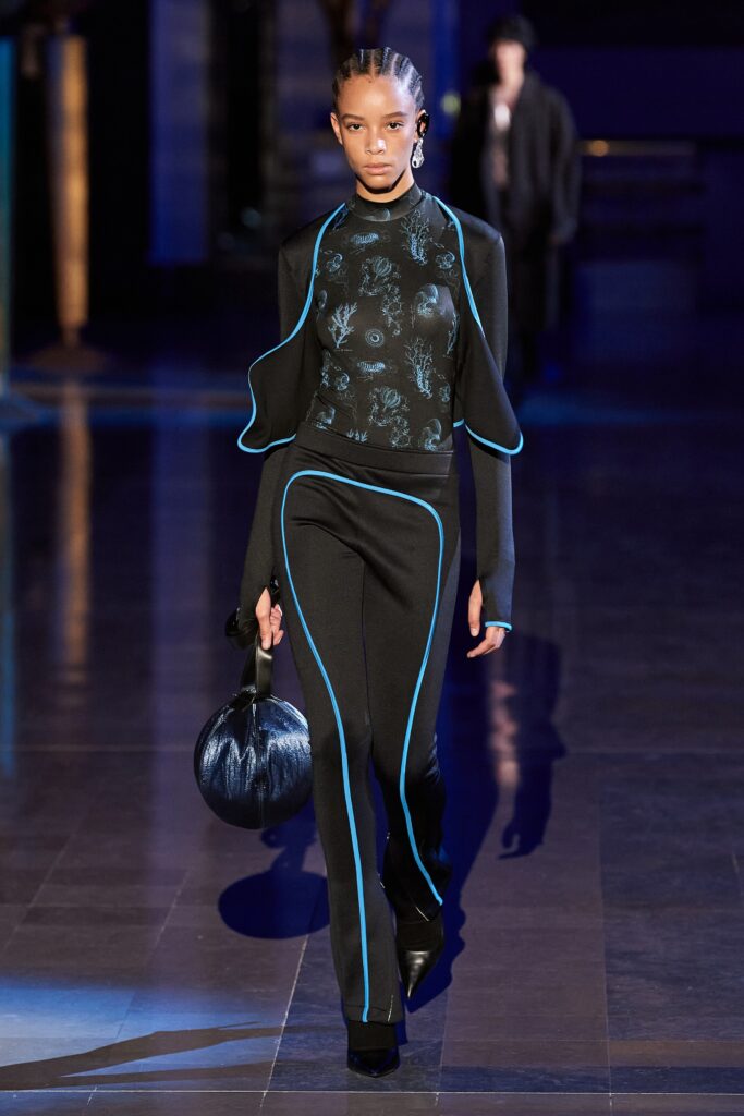 black fitted top and pants