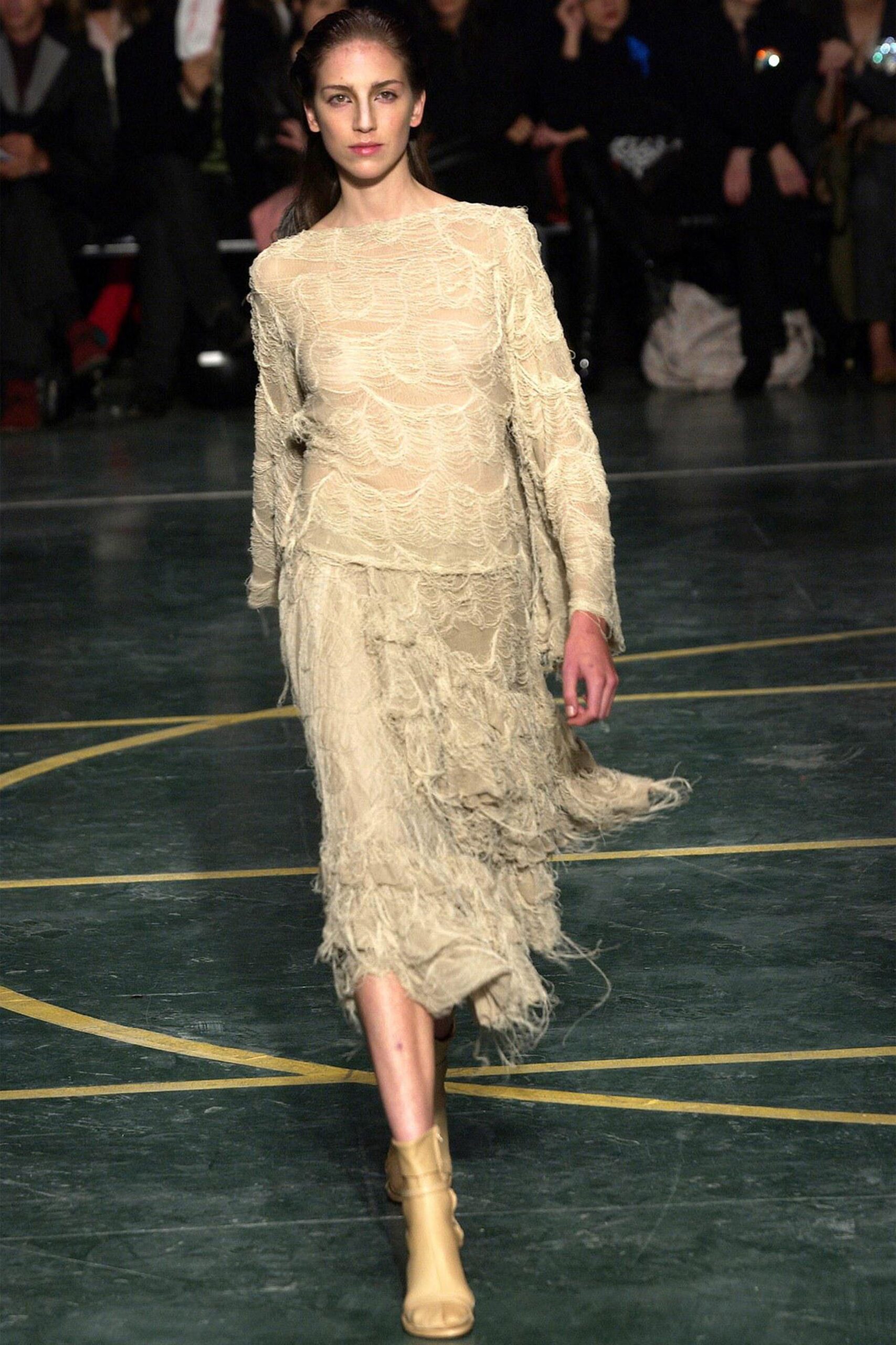 beige lace midi dress with boots