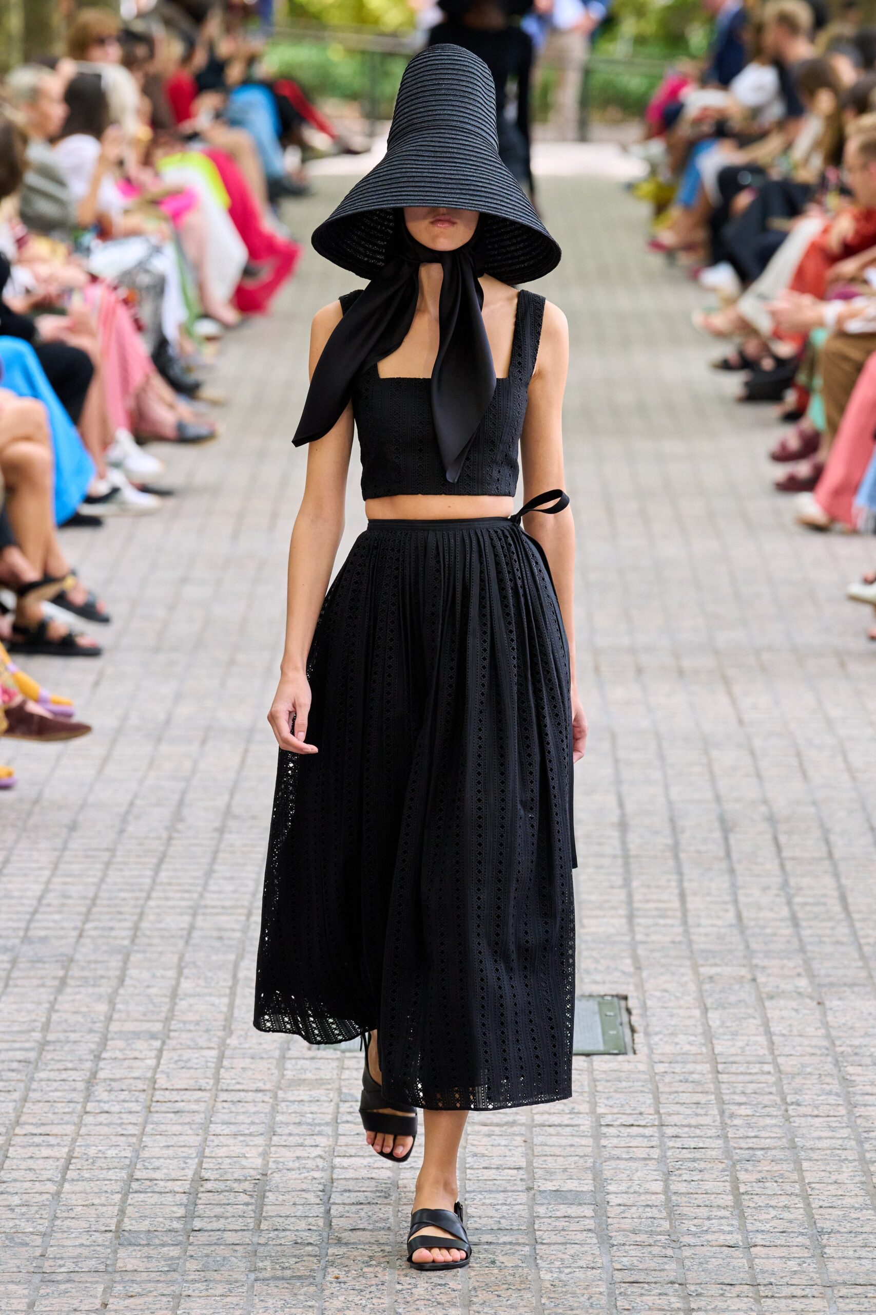 black cotton relaxed high-waisted tiered midi skirt