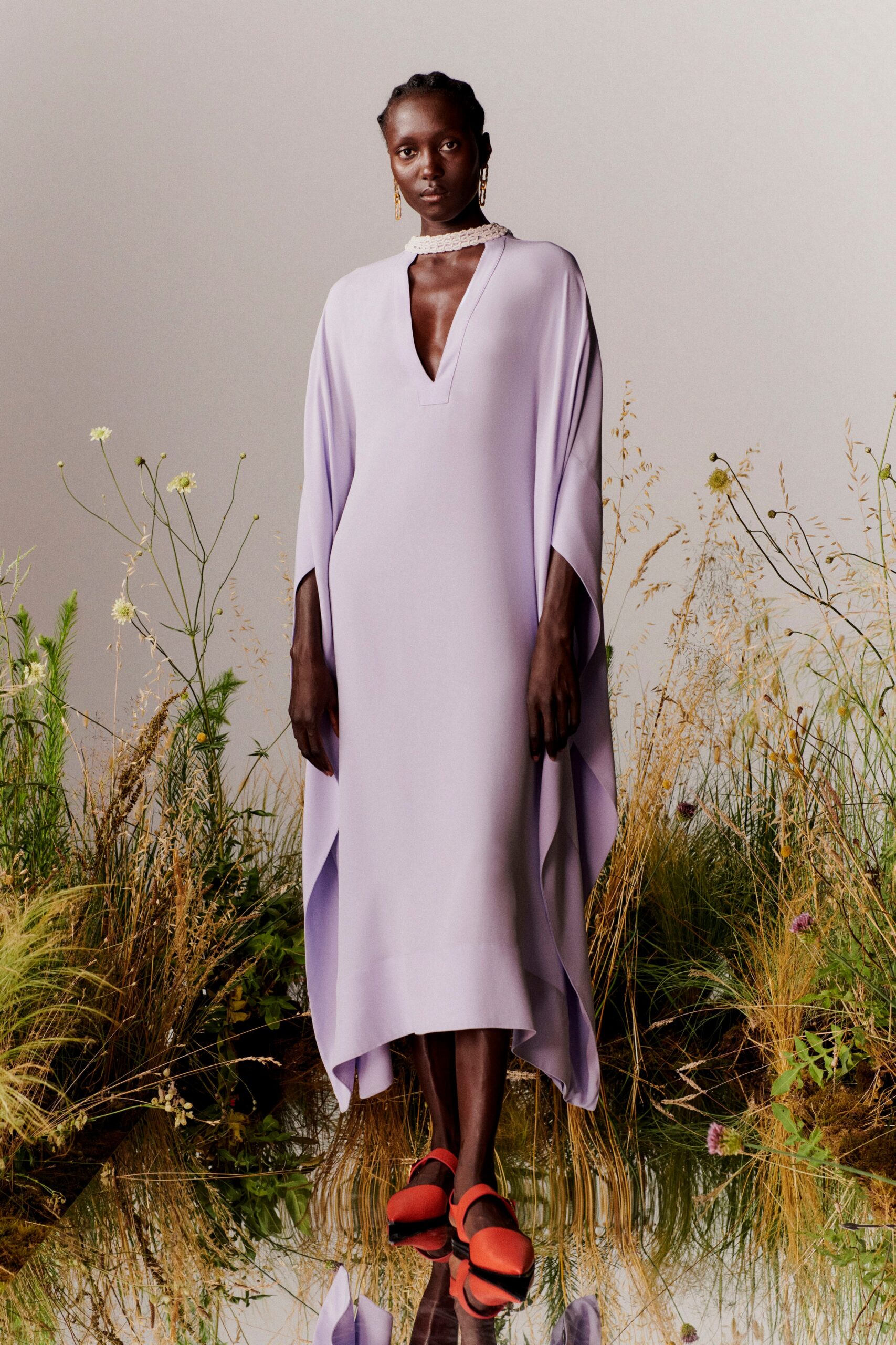 lavender silk relaxed dress