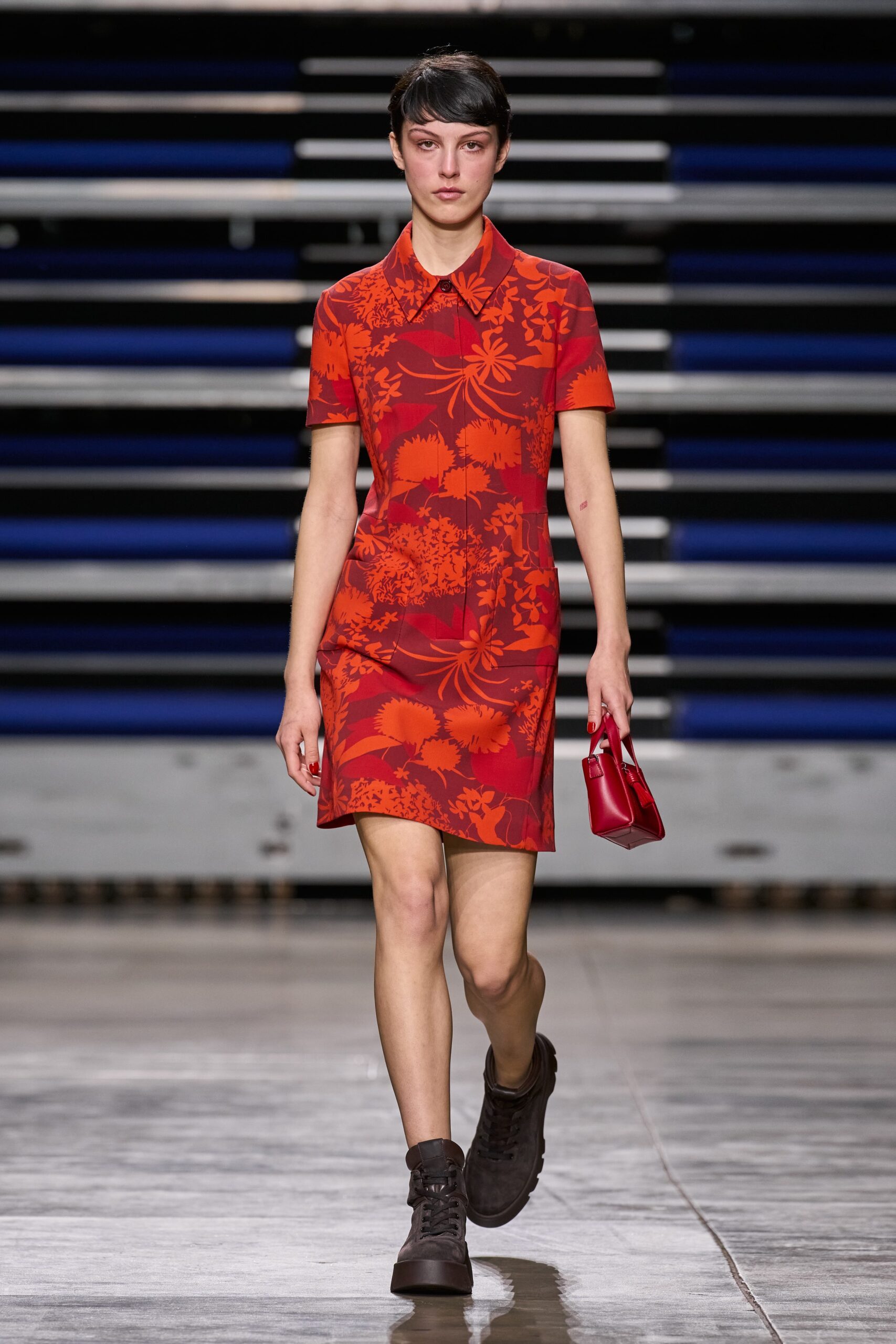 red floral mini dress