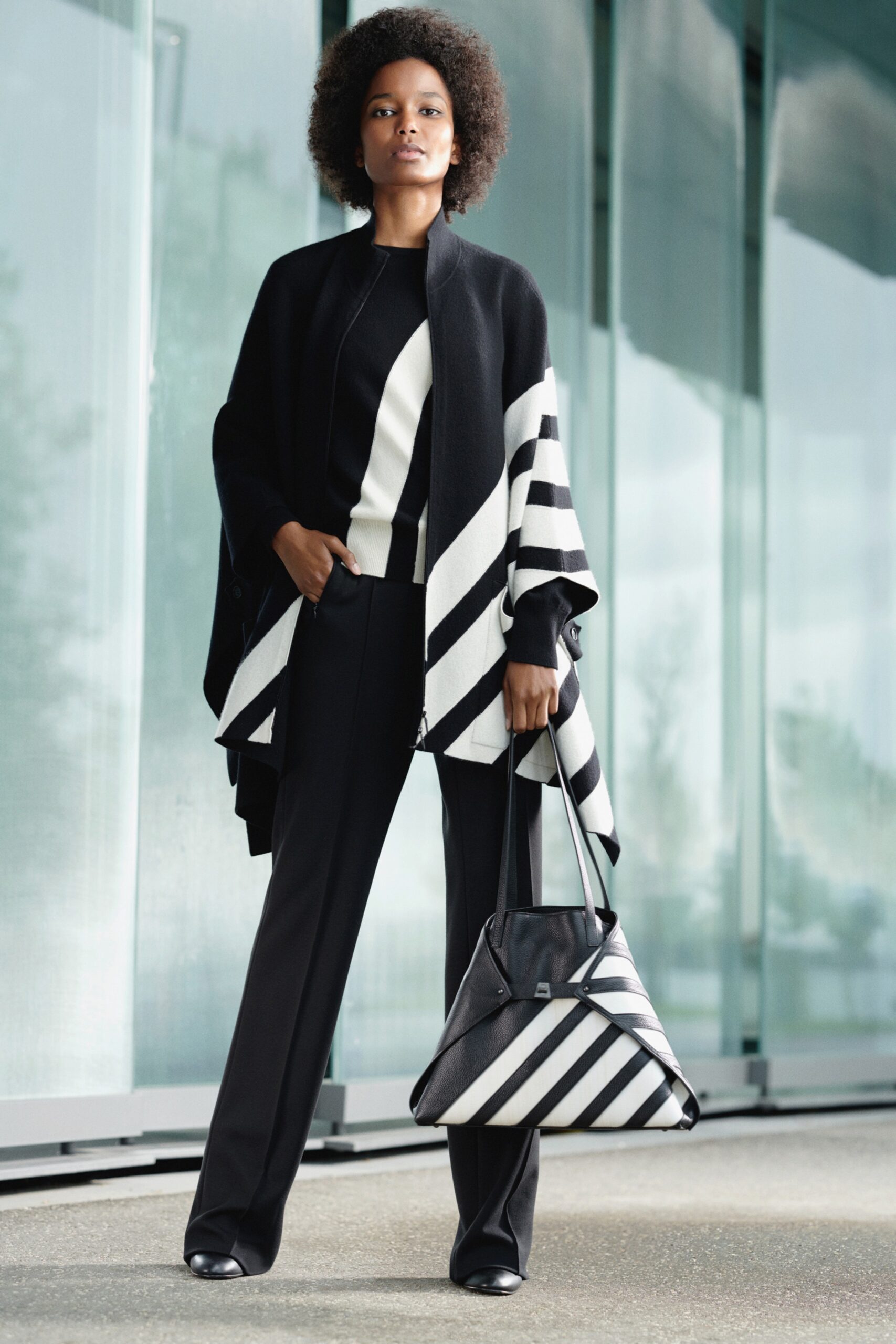 black and white poncho outfit