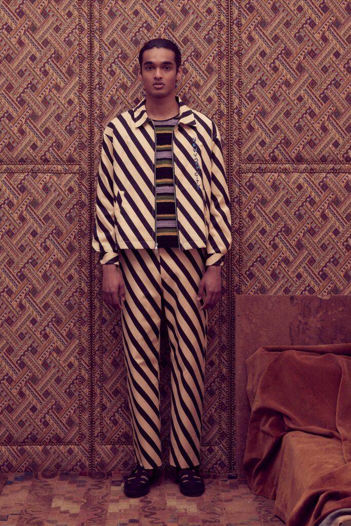 striped jacket and pants