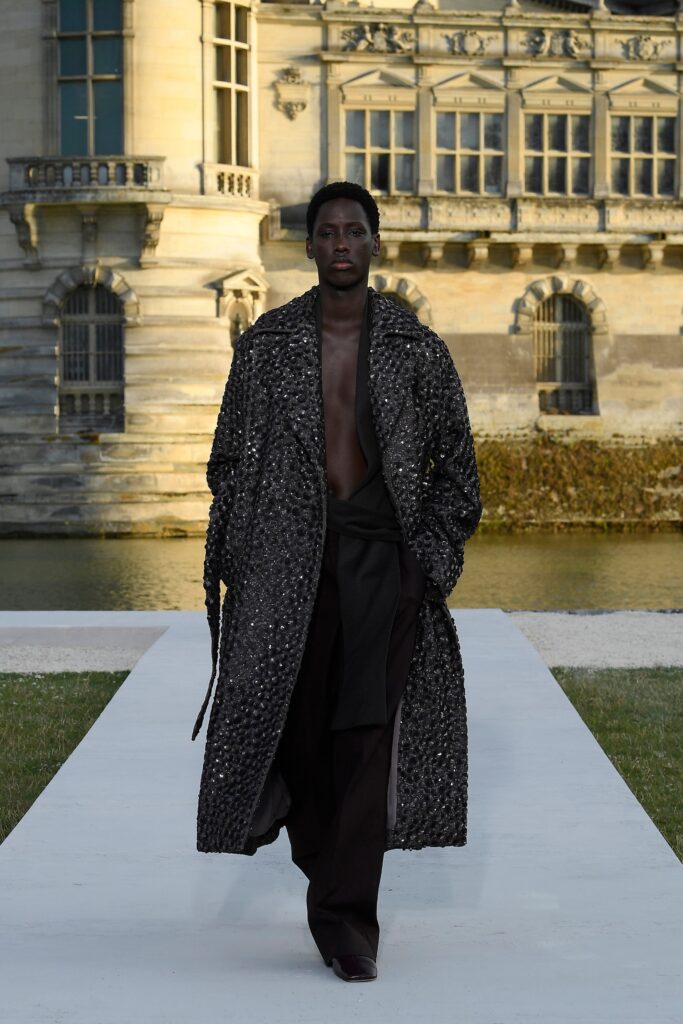 black silk coat and pants