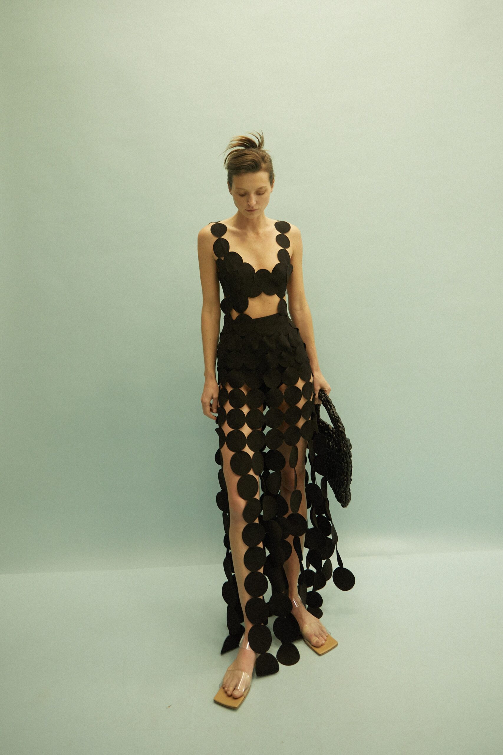 black layered cutout maxi dress