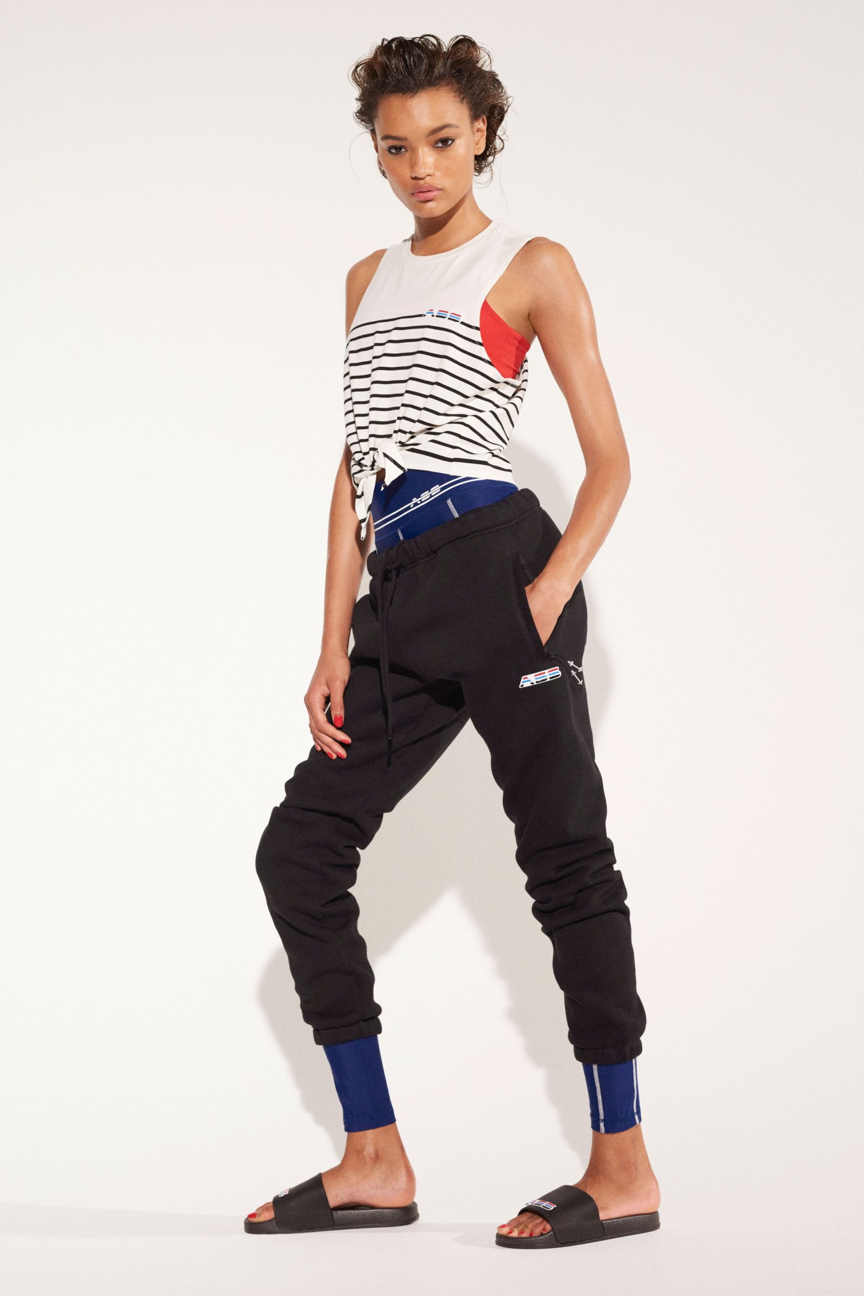 fitted striped tank-top and relaxed pants