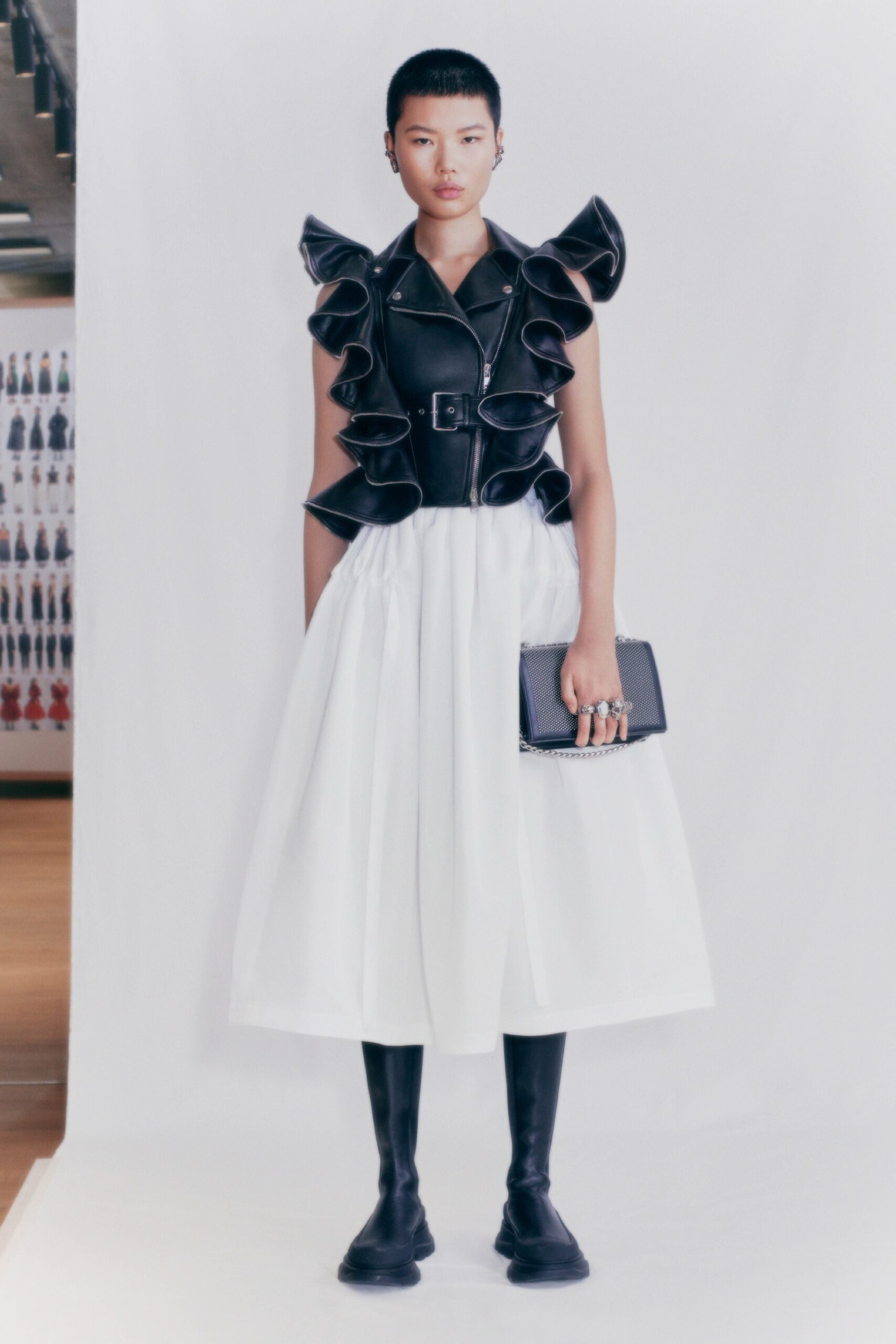 white cotton relaxed tiered midi skirt