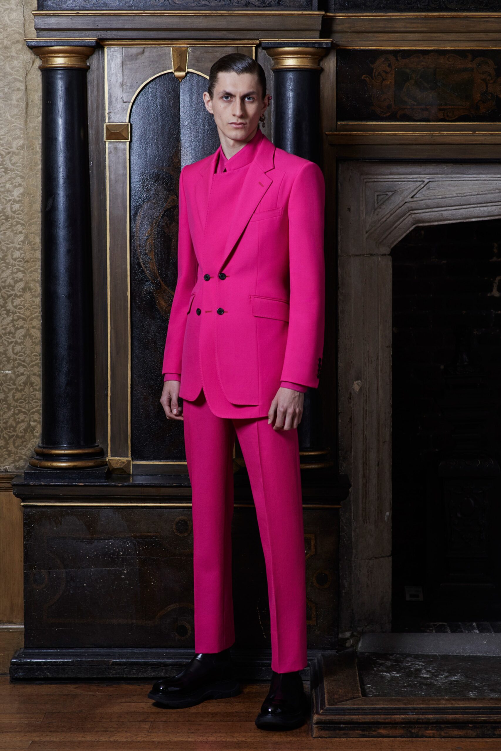 tailored pink suit