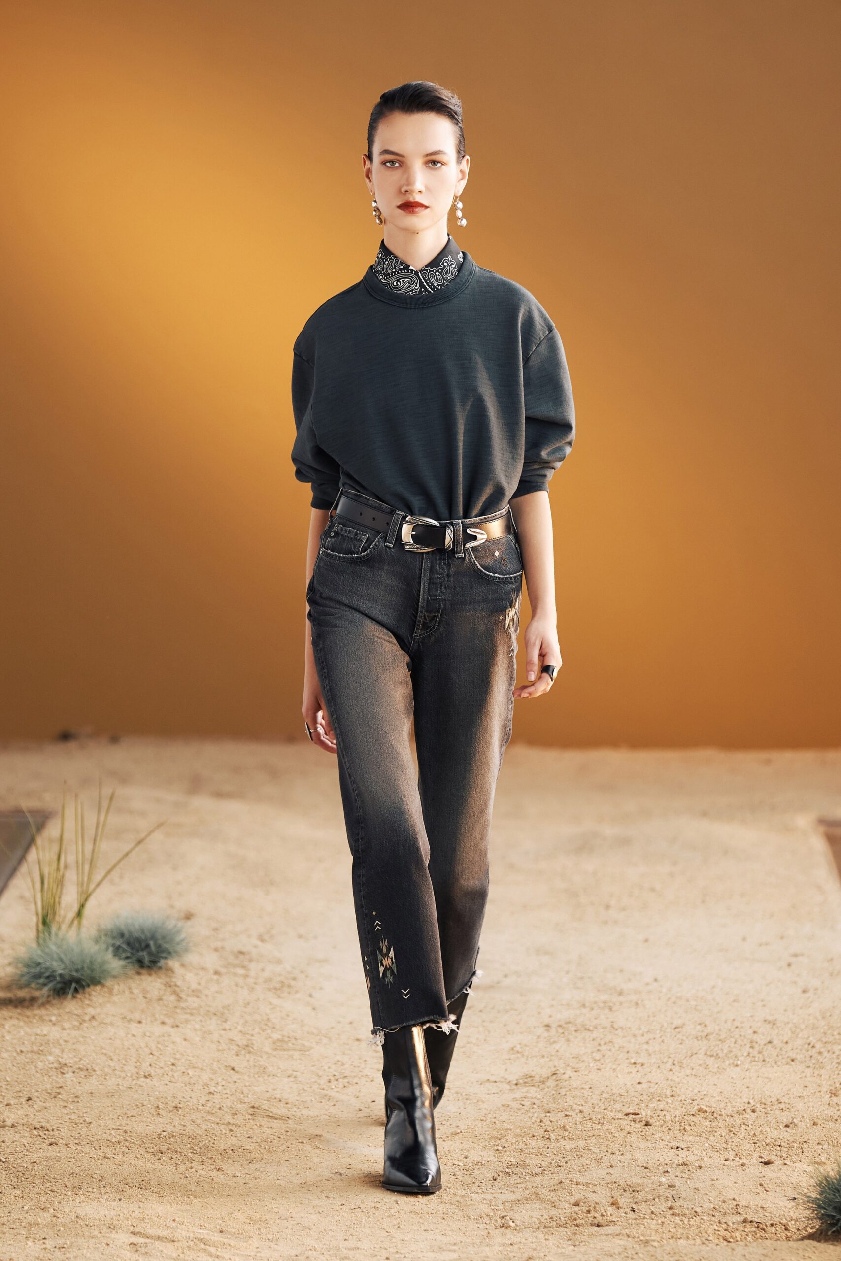 black denim relaxed distressed jeans