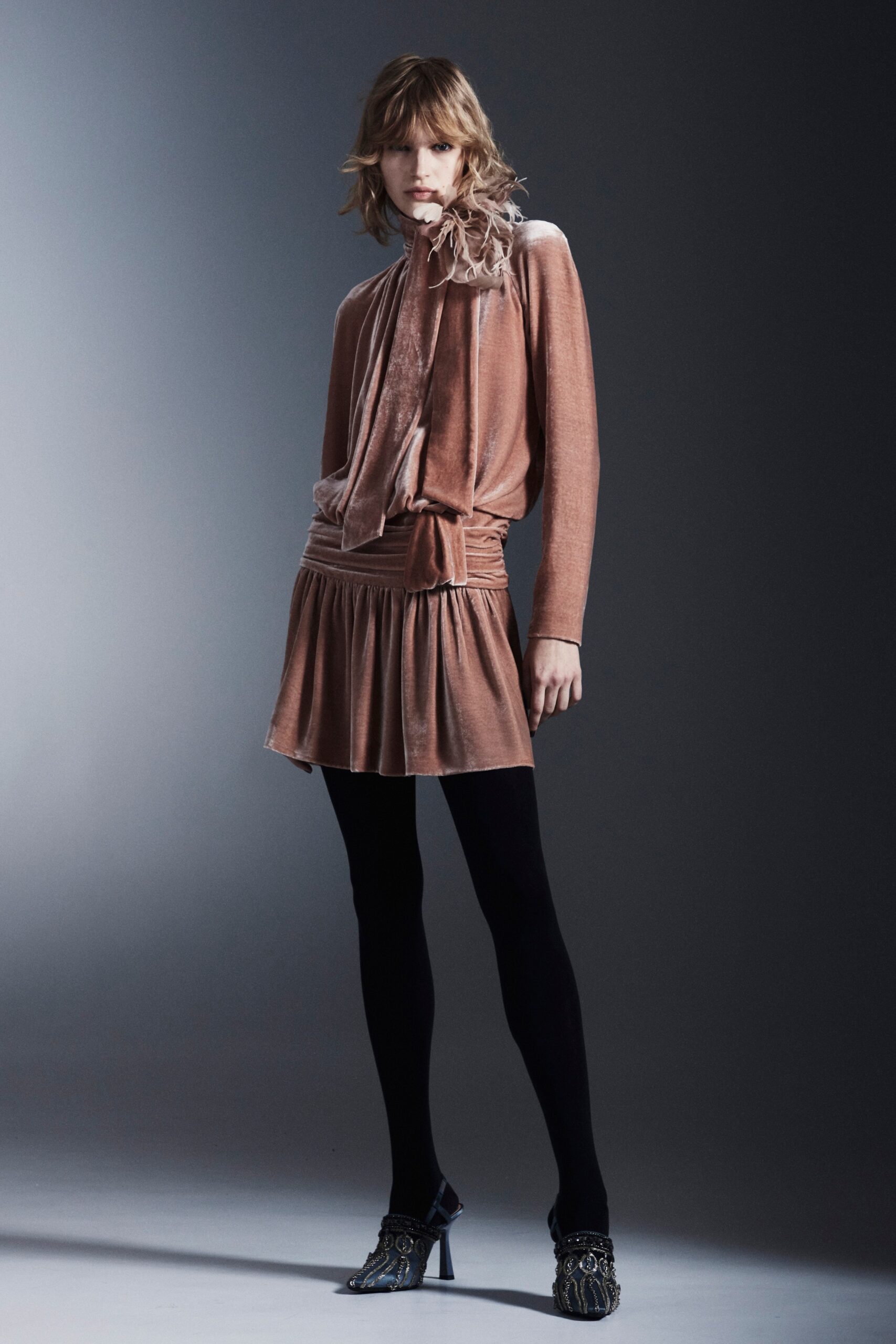 brown velvet mini dress