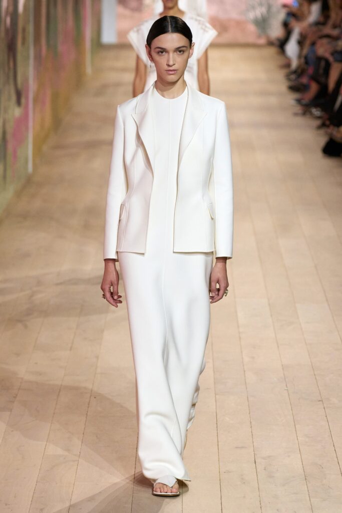 white fitted suit and dress