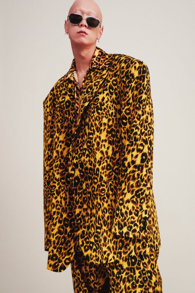 oversized leopard print blazer and pants