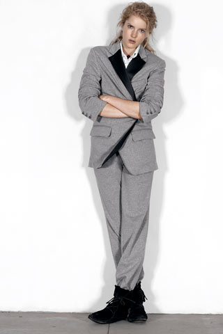 gray tailored suit with white shirt