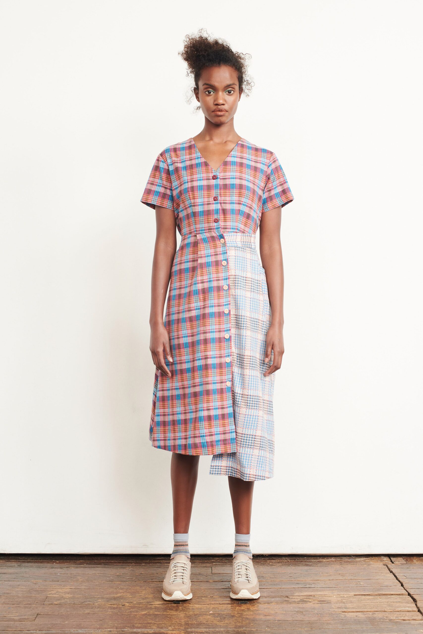 checked midi dress
