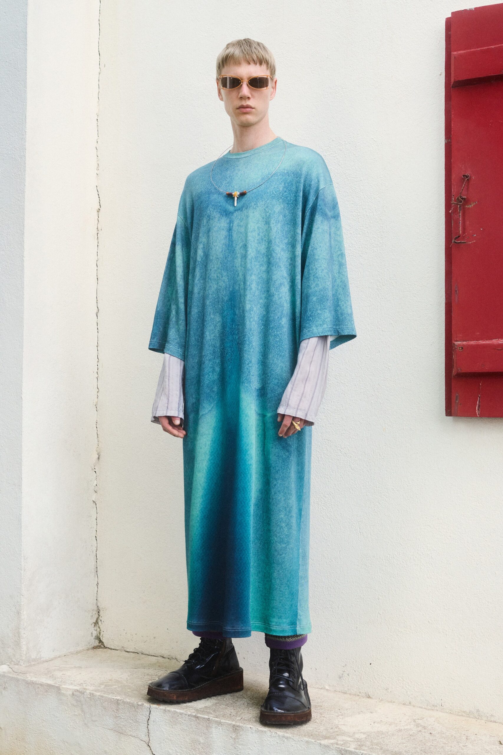 blue green relaxed maxi dress