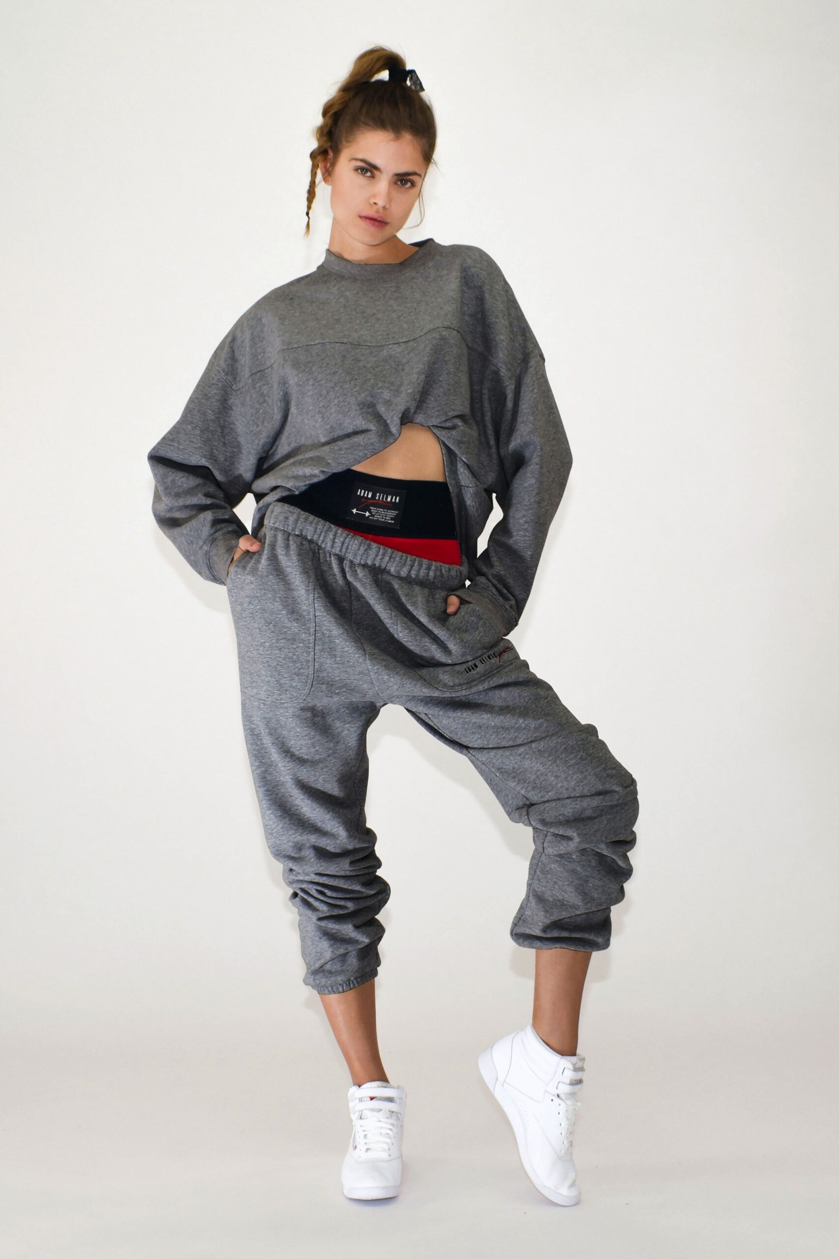 gray relaxed cropped top and pants