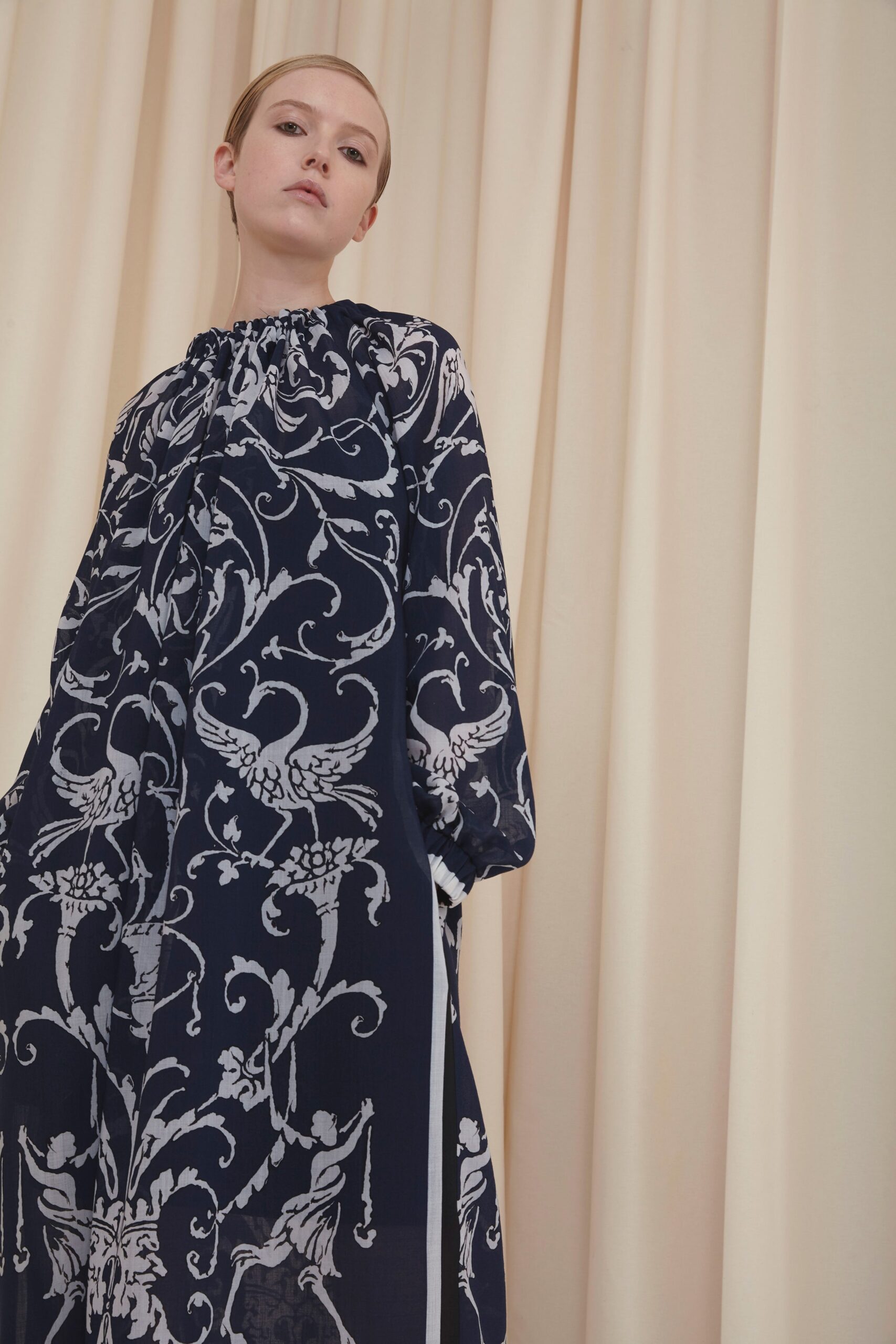 navy printed relaxed maxi dress