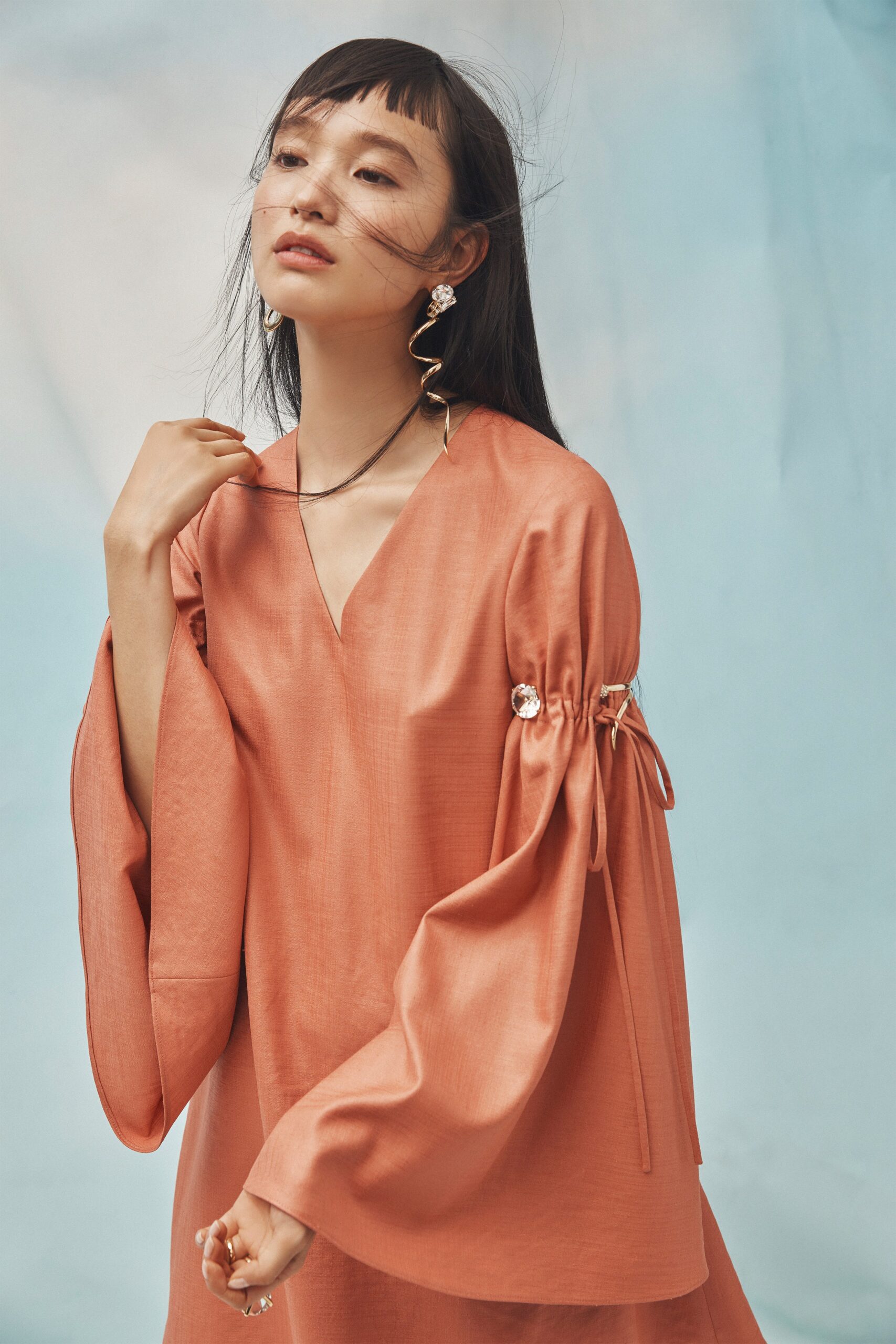 relaxed orange silk top