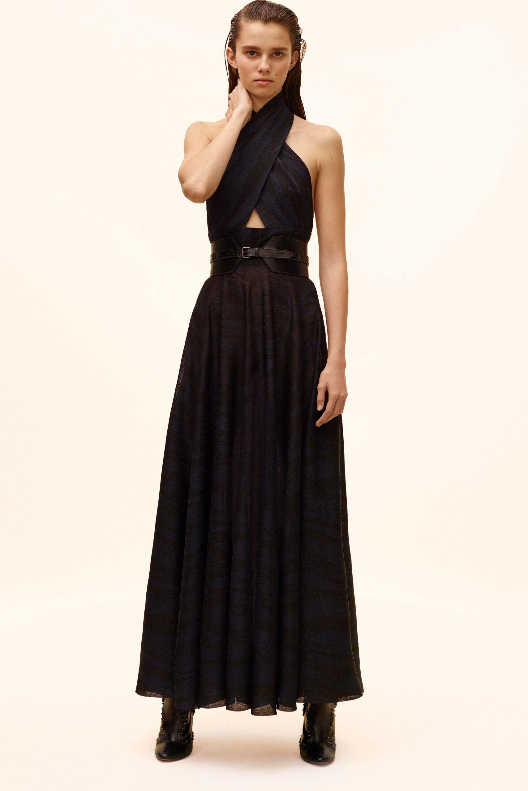 black silk sleeveless dress