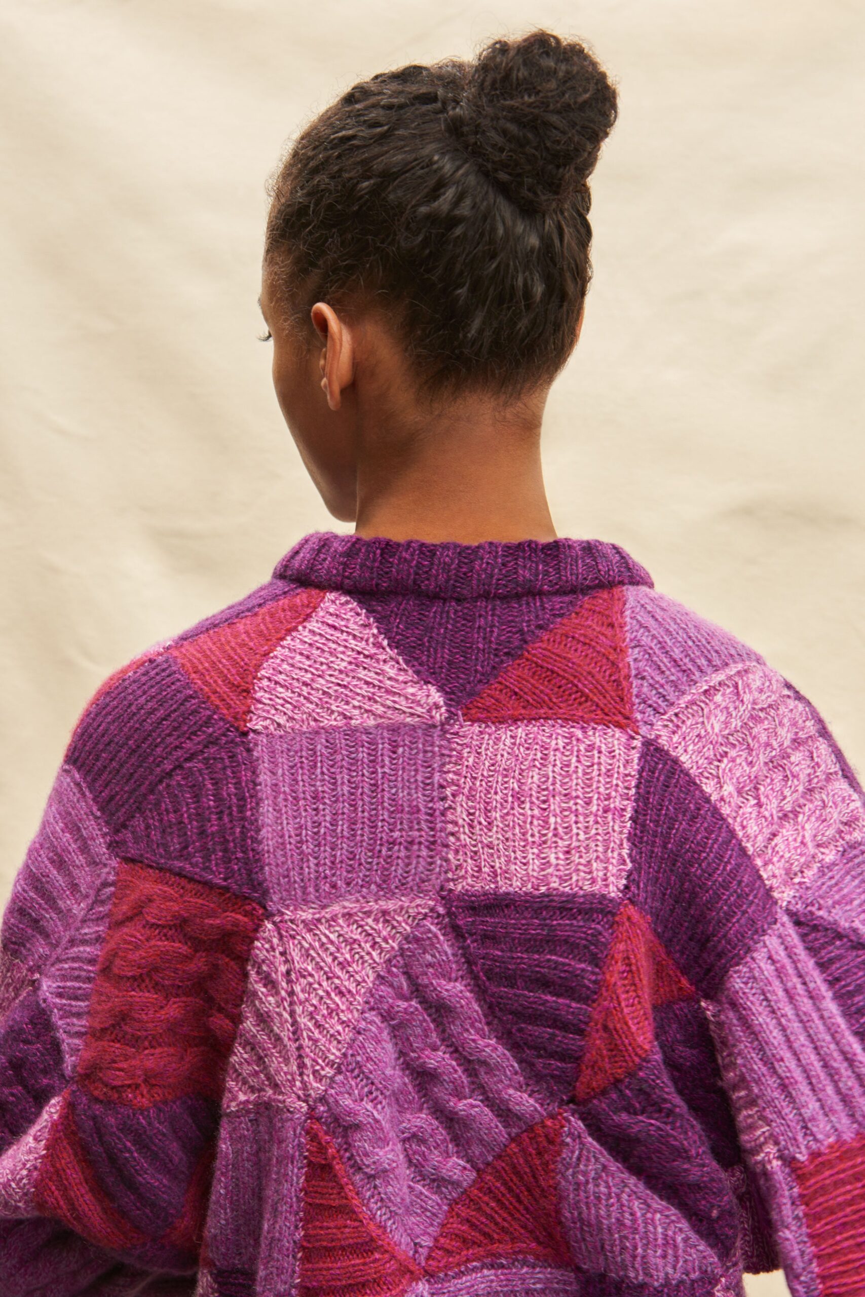 relaxed patchwork wool sweater
