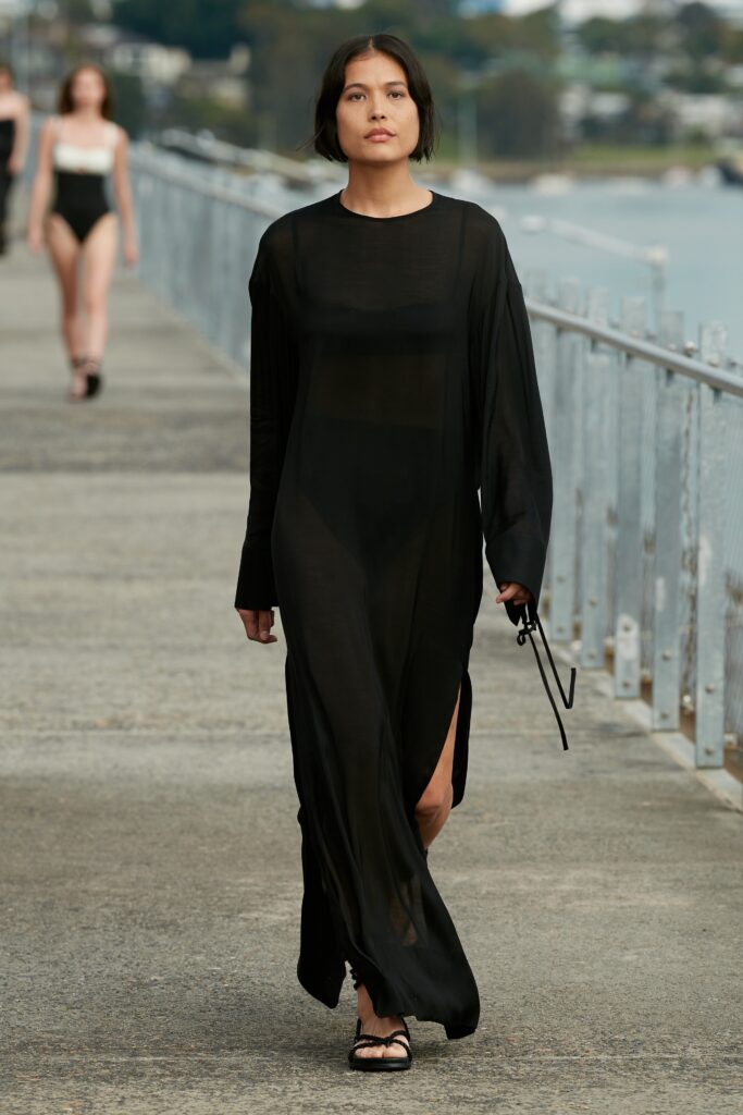 black sheer long-sleeve dress