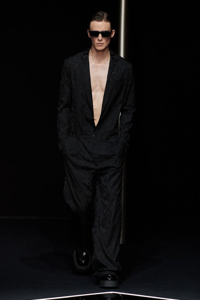 black silk fitted suit